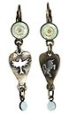 image for earring eurowire dangling Rough Kingdom multi antique brass (coloured flower, designed heart & tutui together)