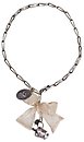 image for necklace knot Rough Kingdom brown antique silver/antique brass (open ends; ribbon, crown metal & flower along a chain neckline)