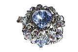 image for ring Heart blue antique silver (heart stone in the centre with hang- in diamond- cut beads)