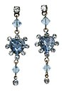 image for earring stud dangling Heart blue antique brass (PP 32: lt. azore; hang-in diamond- cut bead, aquamarine heart stone in the centre with hang- in lt. azore tutui around)