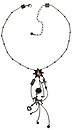 image for necklace-Y Las Vegas Cabaret black Antique Silver Very Dark (coloured naked girl with stones around & hang-in several metals & diamond-cut beads)