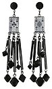 image for earring stud dangling Las Vegas Cabaret black Antique Silver Very Dark (playing cards, glass-tubes & beads)