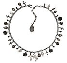 image for necklace Rough Kingdom black Very Dark Antique Silver (different metal hang-in & tutui along the neckline)
