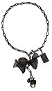 image for necklace knot Rough Kingdom black Very Dark Antique Silver (open ends; ribbon, crown metal & flower on a chain neckline)