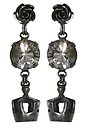 image for earring stud dangling Rough Kingdom black Very Dark Antique Silver (metal rose with hang-in SS 60: crystal satin & crown metal)