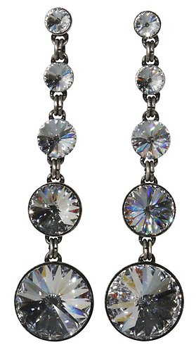 image for earring stud dangling Rivoli white crystal  different crystal stones in line