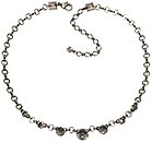 image for necklace Rivoli white crystal antique silver (different crystal stones along half the chain neckline)