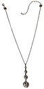 image for necklace-Y Rivoli white crystal antique silver (hang-in different crystal stones in line; chain neckline)