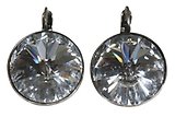 image for earring eurowire Rivoli white crystal antique silver (18 mm)
