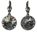 image for earring eurowire dangling Rivoli white crystal antique silver (5 mm & hang-in 18 mm crystal stone)