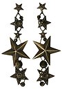 image for earring stud dangling Dancing Star brown antique brass (several stars hangin in line)
