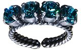 image for ring Colour Snake green blue zircon SS 29 antique silver (single row)