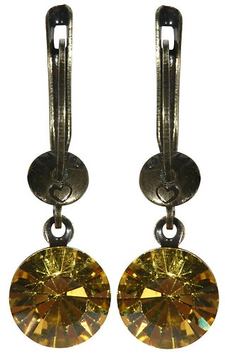 image for earring dangling Black Jack yellow light topaz SS 39 glue setting