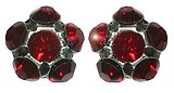 image for earring stud Disco Balls red siam PP 18 antique silver