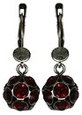 image for earring dangling Disco Balls red siam PP 32 antique silver
