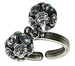 image for ring Disco Balls white crystal PP 32 antique silver (two balls)