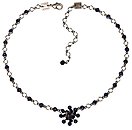 image for necklace Magic Fireball blue dark indigo antique silver (1 flower in the centre; chain with tutui neckline)