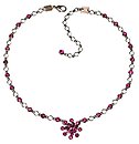 image for necklace Magic Fireball dark rose fuchsia antique silver (1 flower in the centre; chain with tutui neckline)