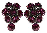 image for earring stud Magic Fireball dark rose fuchsia antique silver (small)
