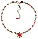 image for necklace Magic Fireball orange hyacinth antique brass (1 flower in the centre; chain with tutui neckline)