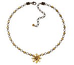 image for necklace Magic Fireball yellow light topaz antique brass (1 flower in the centre; chain with tutui neckline)