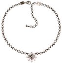 image for necklace Magic Fireball white crystal antique silver (1 flower in the centre; chain with tutui neckline)