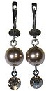 image for earring dangling Pearl Shadow beige crystal golden shadow antique silver (pearls & hang-in SS 24: crystal golden shadow tutui)