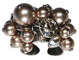 image for ring Pearl Shadow beige crystal golden shadow antique silver (multiple pearls & crystal golden shadow stones together)