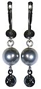 image for earring dangling Pearl Shadow grey black diamond antique silver (pearls & hang-in SS 24: black diamond tutui)