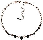 image for necklace Rivoli black jet hematite antique silver (different jet hematite stones along half the chain neckline)