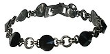 image for bracelet Rivoli black jet hematite antique silver (8 mm jet hematite stones together)