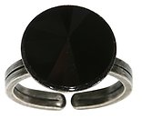 image for ring Rivoli black jet hematite antique silver (14 mm)