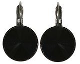 image for earring eurowire Rivoli black jet hematite antique silver (14 mm)