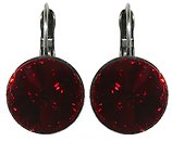 image for earring eurowire Rivoli red siam antique silver (14 mm)