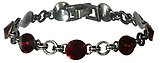 image for bracelet Rivoli red siam antique silver (8 mm siam stones together)