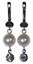 image for earring dangling Pearl Shadow white crystal antique silver (pearls & hang-in SS 24: crystal tutui)