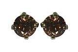 image for earring stud Black Jack beige light smoked topaz SS 29 antique brass (crank)