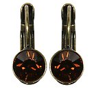 image for earring eurowire Black Jack brown smoked topaz SS 29 antique brass (glue setting)