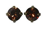 image for earring stud Black Jack brown smoked topaz SS 29 antique brass (crank)