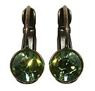 image for earring eurowire Black Jack green peridot SS 29 antique brass (glue setting)
