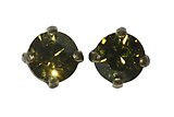 image for earring stud Black Jack green khaki SS 29 antique brass (crank)