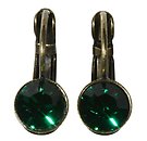 image for earring eurowire Black Jack green emerald SS 29 antique brass (glue setting)