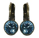 image for earring eurowire Black Jack light blue aquamarine SS 29 antique brass (glue setting)