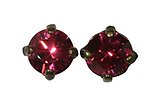 image for earring stud Black Jack pink indian pink SS 29 antique brass (glue setting)