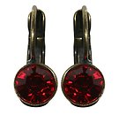 image for earring eurowire Black Jack red light siam SS 29 antique brass (glue setting)