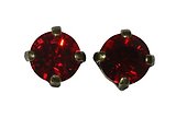image for earring stud Black Jack red light siam SS 29 antique brass (crank)