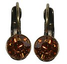 image for earring eurowire Black Jack yellow topaz SS 29 antique brass (glue setting)
