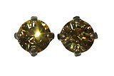 image for earring stud Black Jack yellow light topaz SS 29 antique brass (glue setting)