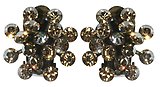 image for earring clip Magic Fireball beige crystal golden shadow antique silver