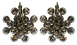 image for earring eurowire Magic Fireball beige crystal golden shadow antique silver